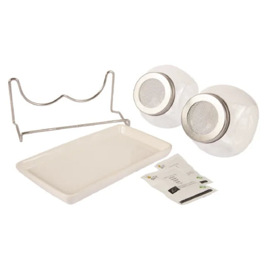 Twin 400ml Sprouting Jar Kit with Mesh Lids, Drip Tray & Steel Rack & 2 Organic Salad Mix Seeds