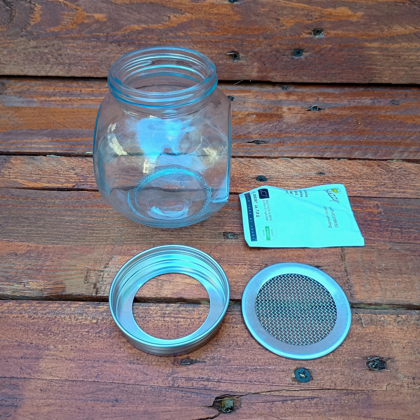 400ml Sprouting Jar with Metal Mesh Lid & Organic Salad Mix Seeds